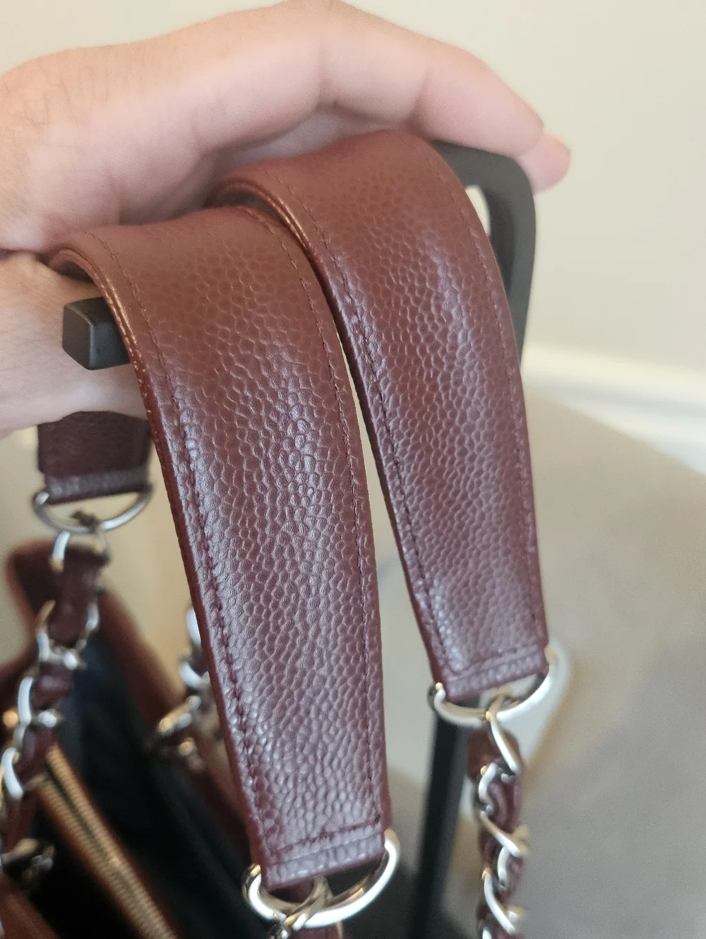 CHANEL GST XL Burgundy Caviar Leather Tote Silver HW Series 17 Discontinued - Picture 7 of 16